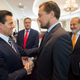 Mexico's President Enrique Pena Nieto shakes hands with actor Leonardo DiCaprio as tycoon Carlos Slim looks on